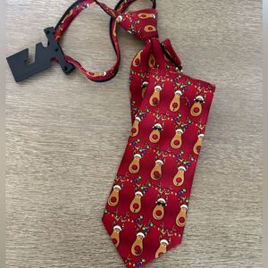 Tie Tales Christmas Holiday Reindeer Red Zipper Festive Neck Tie